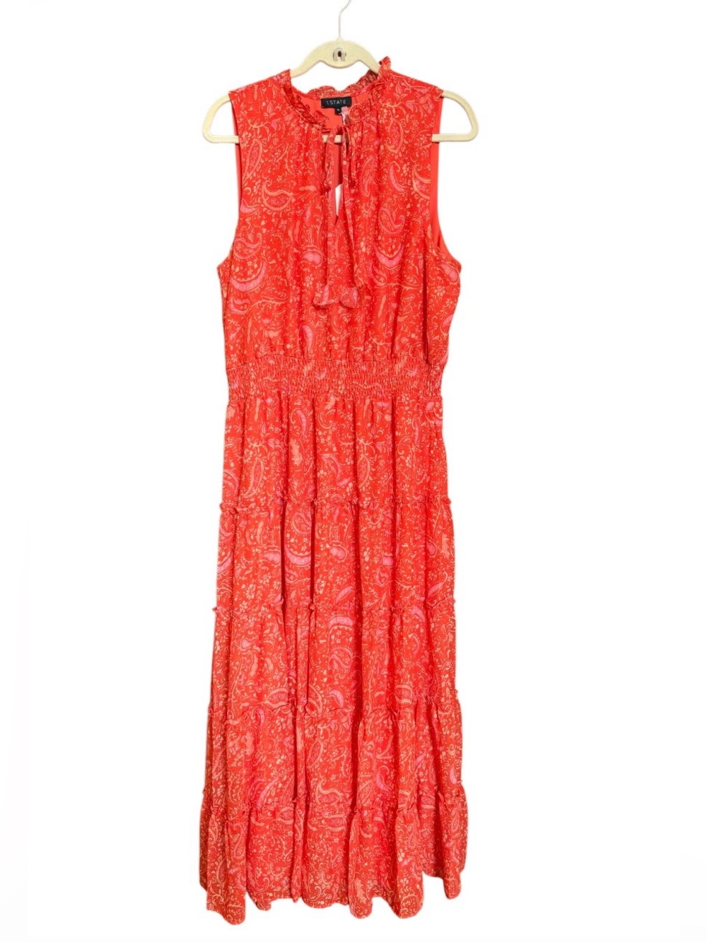 Orange And Pink Paisley Tiered Maxi Dress